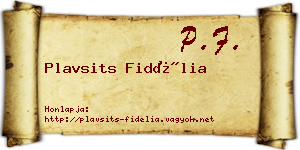 Plavsits Fidélia névjegykártya